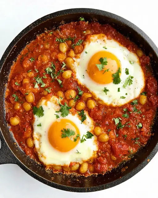 Guiso estilo shakshuka con garbanzos y tomate(Alto en Fibra)