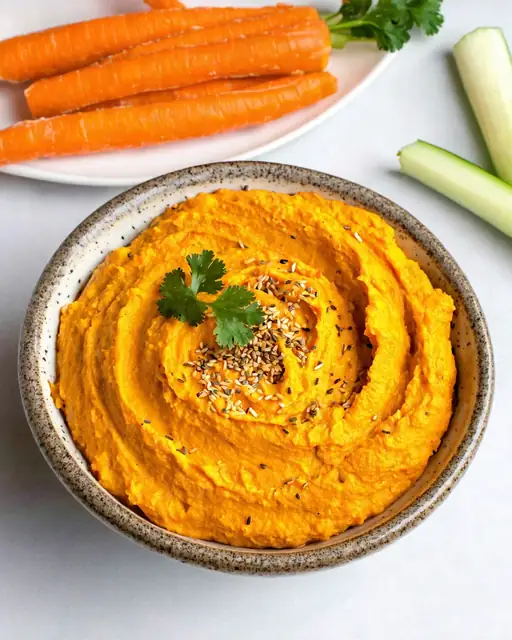 Hummus Dorado de Zanahoria Rostizada y Tahini