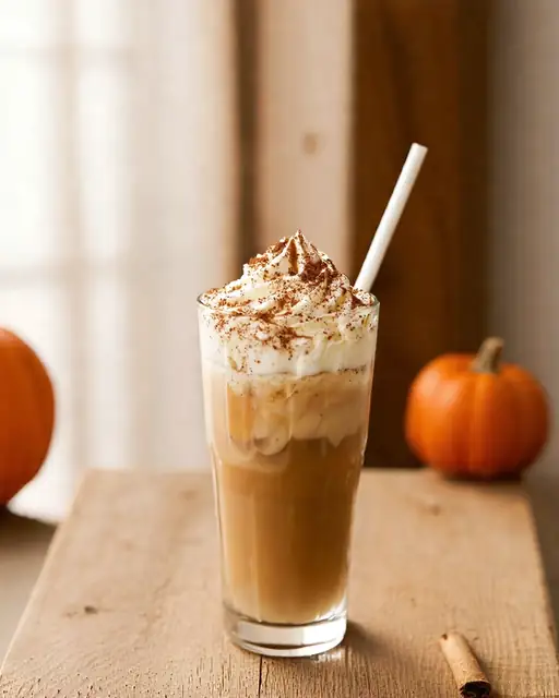 Latte helado de calabaza especiada