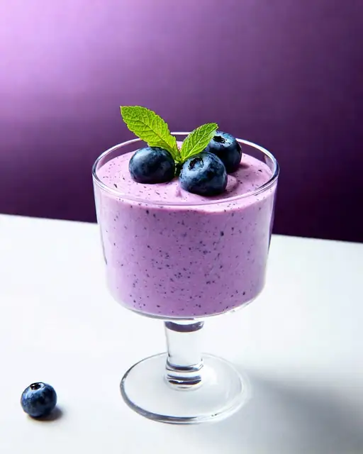 Mousse Cremoso de Arándanos y Yogur, Hecho en Licuadora