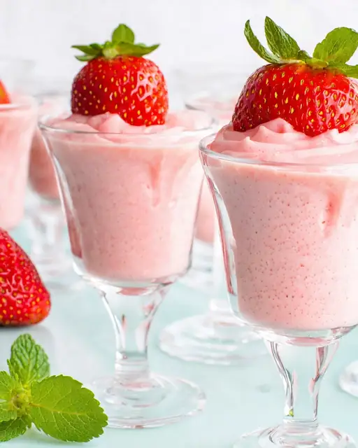 Mousse de Frutilla Dietético Rápido y Refrescante