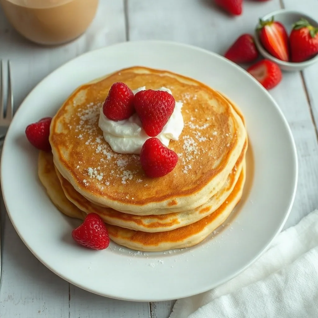 Pancakes keto de harina de almendras y cúrcuma con frutos rojos