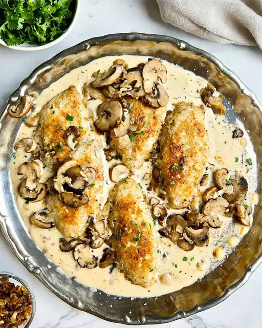Pollo a la Crema con Hongos Silvestres y Reducción de Coñac