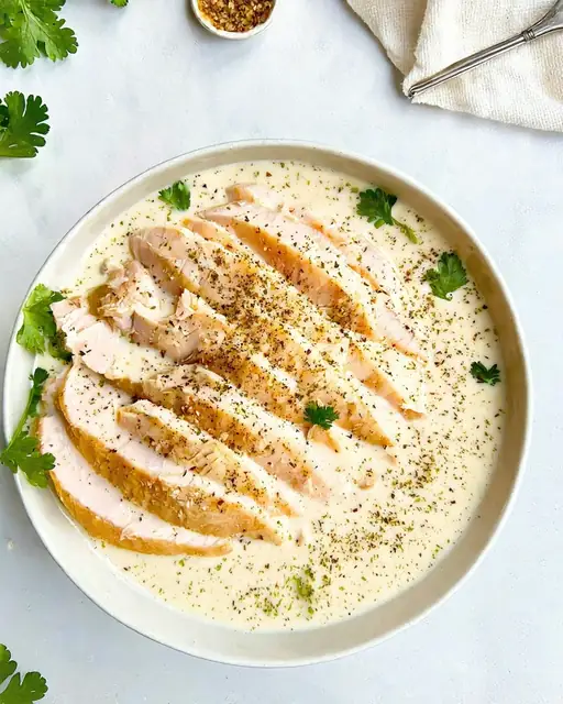 Pollo Noble en Infusión de Leche: Pochado Suave con Nuez Moscada y Limón