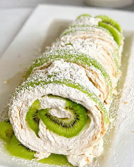 Roulade de Merengue con Crema de Coco y Kiwi Light
